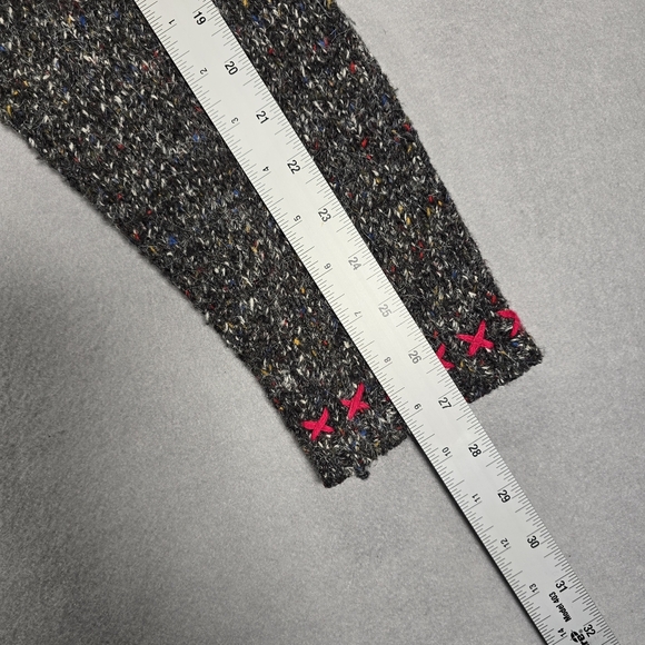 Northern Isles Sweater Women XL Gray Bulk Tweed Wool Blend Patch - Picture 8 of 13